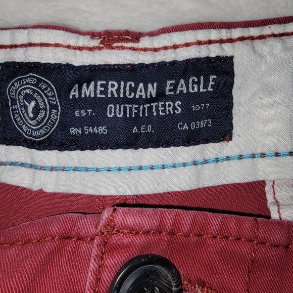 American Eagle Outfitters Red Flat Front Chino Shorts - Picture 3 of 10